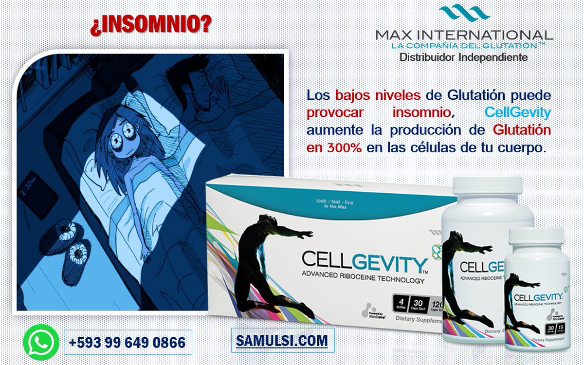 Los niveles bajos de #glutatión a nivel celular puede producir #Insomnio 

Mas Información AQUÍ bit.ly/GevityCell

.

#RiboCeine #MaxOne #CellGevity #MaxInternacional
