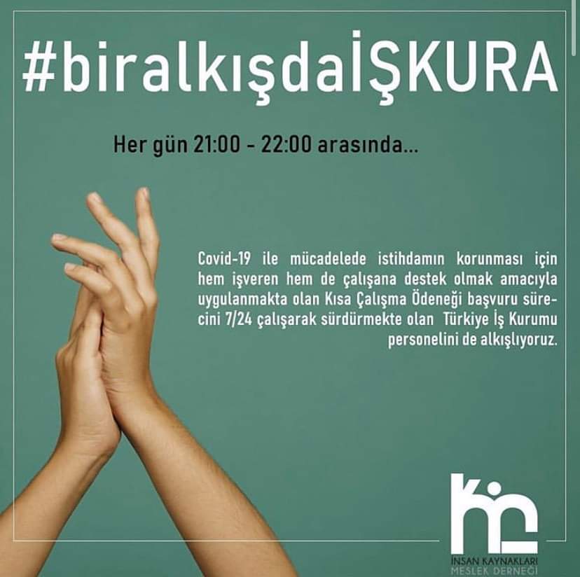 #biralkışdaİŞKURA
Hep birlikte başaracağız. 
Siz evde kalın.
İŞKUR 7/24 görevinin başında.

<a href="/RTErdogan/">Recep Tayyip Erdoğan</a> 
<a href="/fuatoktay/">Fuat Oktay</a> 
<a href="/ZehraZumrutS/">Zehra Zümrüt Selçuk</a> <a href="/drfahrettinkoca/">Dr. Fahrettin Koca</a> <a href="/Ahmet_Erdem60/">Ahmet Erdem</a> <a href="/msbagli/">Dr.Mehmet Selim Bağlı</a> @bekirakturk
<a href="/MemurSenKonf/">Memur-Sen</a> 
<a href="/_aliyalcin_/">Ali YALÇIN</a>