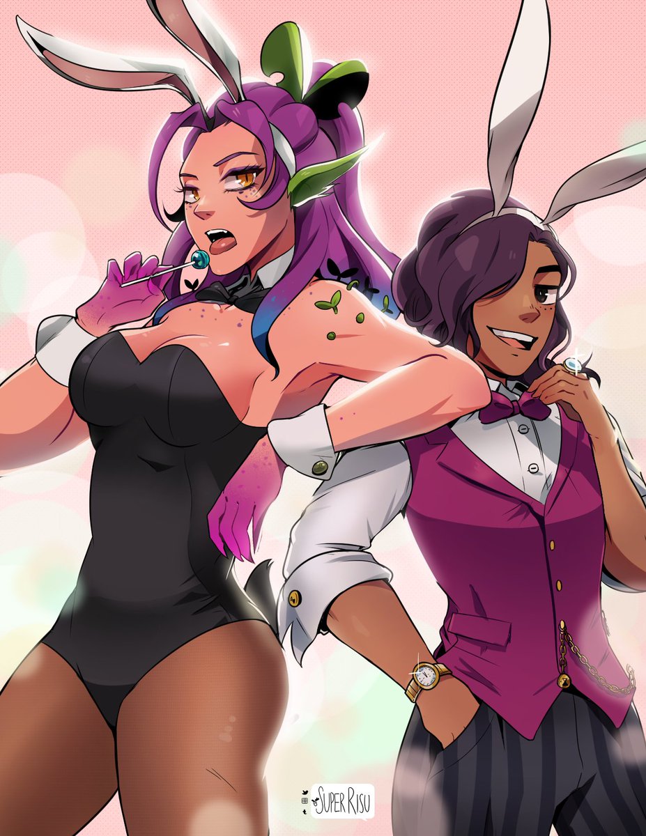SuperRisu's tweet photo. Happy bunny day! Have some self-indulgent art of my OCs #pg60 #pg #sixty https://t.co/36nGQntHEt