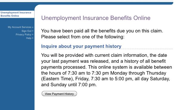 deweywmoss's tweet photo. @NYSLabor Nothing new accessible, no option to claim PEUC. I tried clearing my cache just in case, but still no good — can you help? Account is still defaulting to the image below. https://t.co/OQAdSViaOE