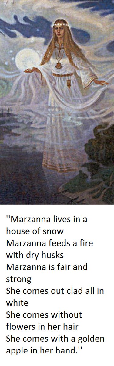 Her Nature is harder to explain, due to it's evolving in mythological sense. She is the life force, rebirth in Nature, but also the ancestor, Winter & the She-Bear, Veles - these sides of her are gradually strengthened with the end of the year.