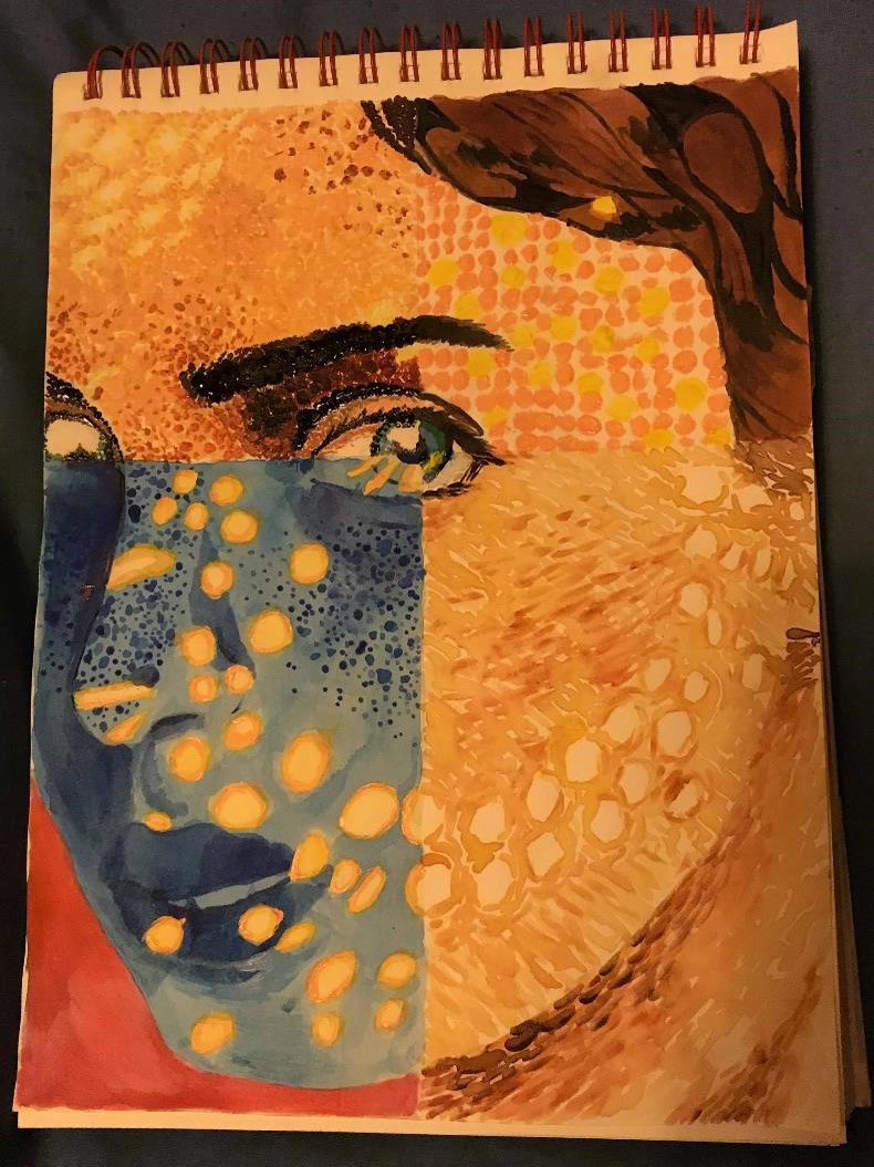 Art_Edu_Online's tweet photo. Student work: Art movement portraits complete! This student was happy to share this amazing final piece. Beautiful work - well done! #interhigh #interhighart #mrsmiddleburgh #studentwork #portrait #pointillism #postimpressionism #fauvism #finalartwork #ks3art #popart @InterHighED https://t.co/r88xDztGe8