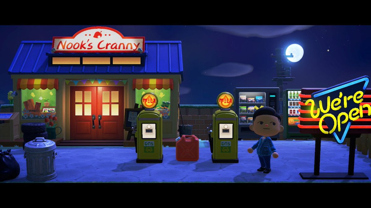 40. Tom nook essence ! (Source :  https://www.reddit.com/r/AnimalCrossing/comments/fzotww/turned_nooks_cranny_into_a_retro_gas_station/)