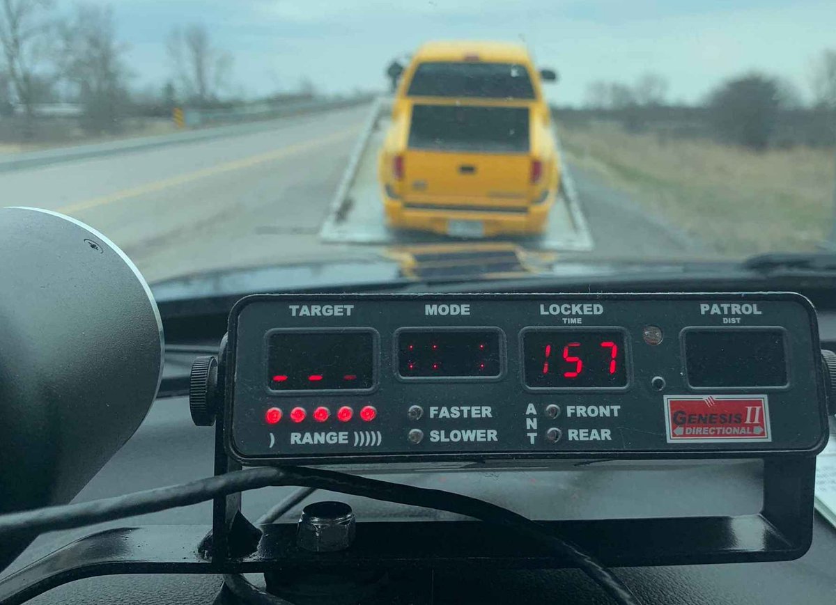 #OPPHSD member spotted a yellow truck on #Hwy401 at 172 km/h. Units further down the hwy clocked it at 157 in the Napanee area and pulled it over. G2 driver racing to buy cannabis. DL and car gone for 7 days. First ticket = valuable lesson. #SlowDown #honesty ^bd