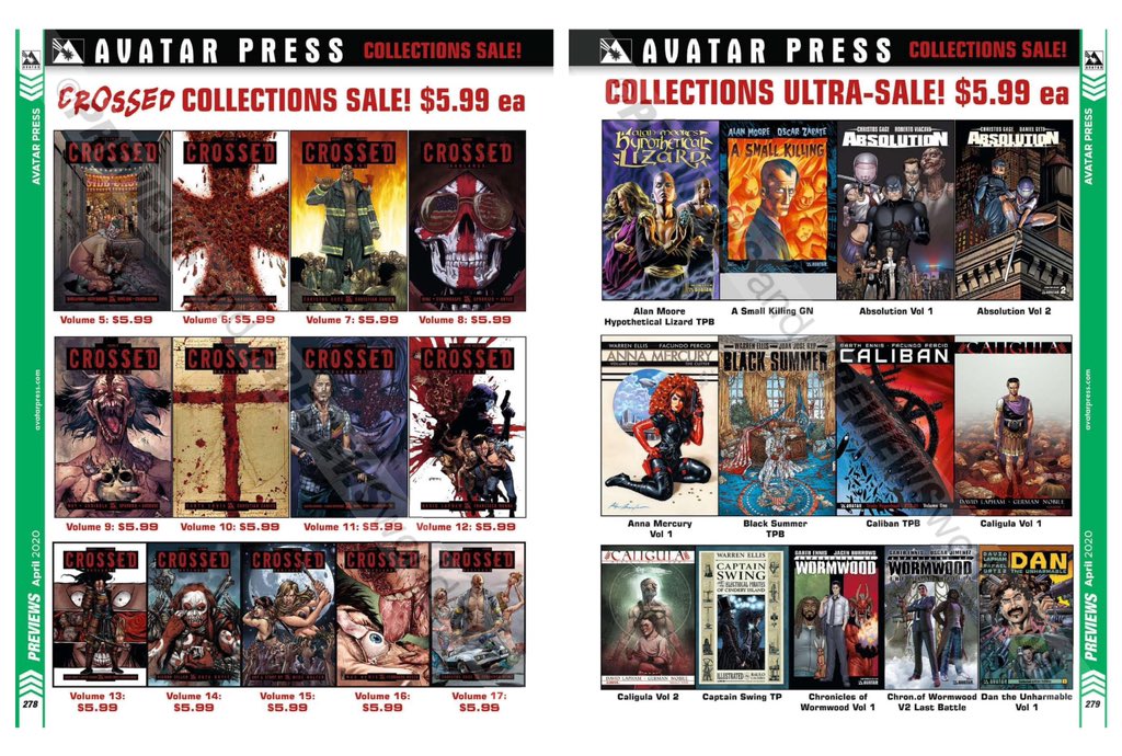 tajmahalcomics's tweet photo. Dos días quedan para cerrar los pedidos del #previews de abril! Aún no has visto las ofertas de #avatarpress en sus #novelasgraficas? Corre porque el martes acaba el plazo! #crossed #wormwood #caliban #extinctionparade #freakangels #godisdead #stitched #warstories #tajmahalcomics https://t.co/SJZzjO6Zvg
