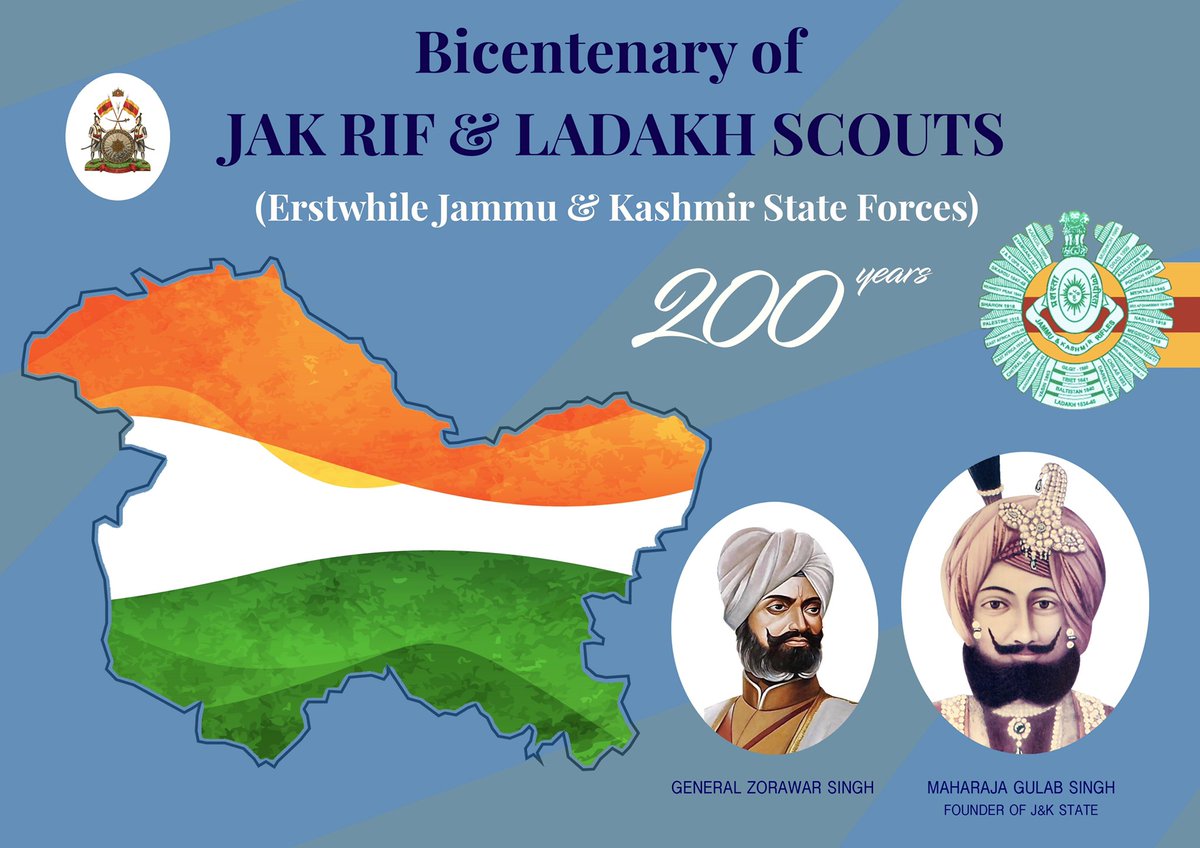 Today, celebrating 200 years of Regimental Day, I take pride in extending warm greetings to our JAKRIF Officers, soldiers and their families. प्रशस्ता रणवीरता। #Bicentenary  #JAKRIF  #IndianArmy  #JammuAndKashmir