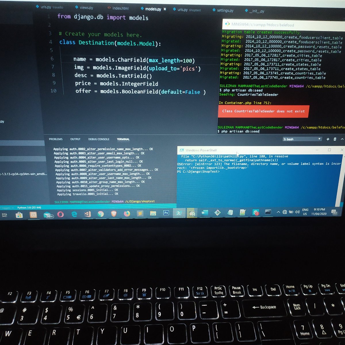 DLastCodeBender's tweet photo. Django - Python. working with 3 different terminal at the same time. #developer #code #programmer #Coder #codetosuccess #ionicacademy #programmerlife #webdeveopment #workingfromhome #pythondeveloper #javascriptdeveloper #fullstackdev #Django #Laravel #apidevelopment https://t.co/SKEnP2xSqY