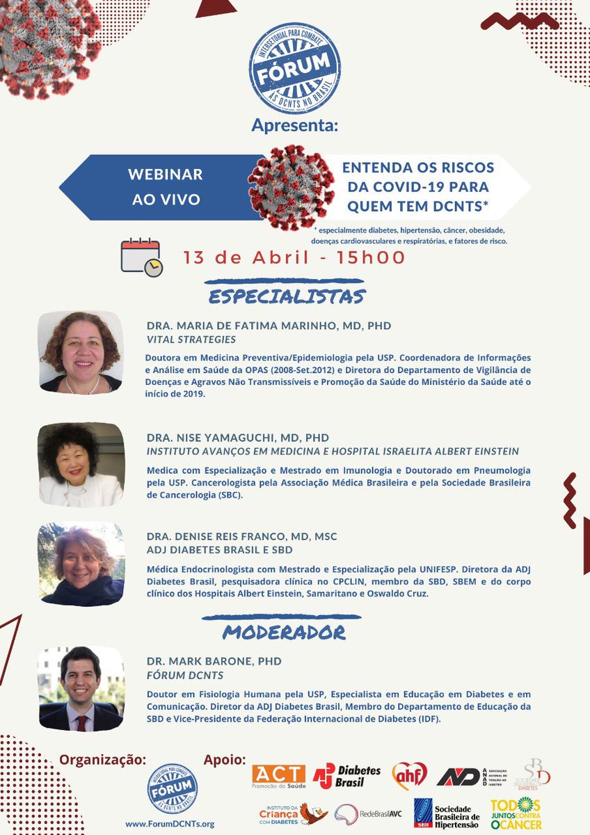 ForumDCNTs's tweet photo. #COVID19 em Pessoas com #Diabetes, #Hipertensão, #Câncer e Outras #DCNTs - 13/4, às 15h
Informações e inscrições: https://t.co/IcEEnm3Dwl ________________________ @ForumDCNTs @ADJ_Diabetes_BR @RBAVC @Diabetes_SBD @AHFbrasil @ncdalliance @PHIdotorg @actbr #BeatNCDs #EnoughNCDs https://t.co/bXsUopSpLA