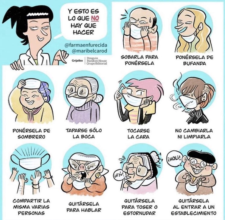 mtperezrod's tweet photo. Si llevas #mascarilla, úsala correctamente 😉
Además siempre es necesaria una correcta higiene de manos 🤲🏼 
#coronavirusEspana https://t.co/LzcQO9ipNQ