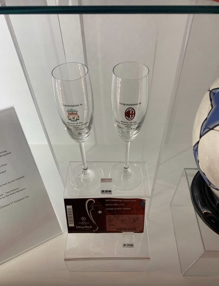 Fun Fact from the Anfield Tour. Both chairman’s were given a personalised champagne to drink if their team won. The AC Milan chairman drank his at half time.
