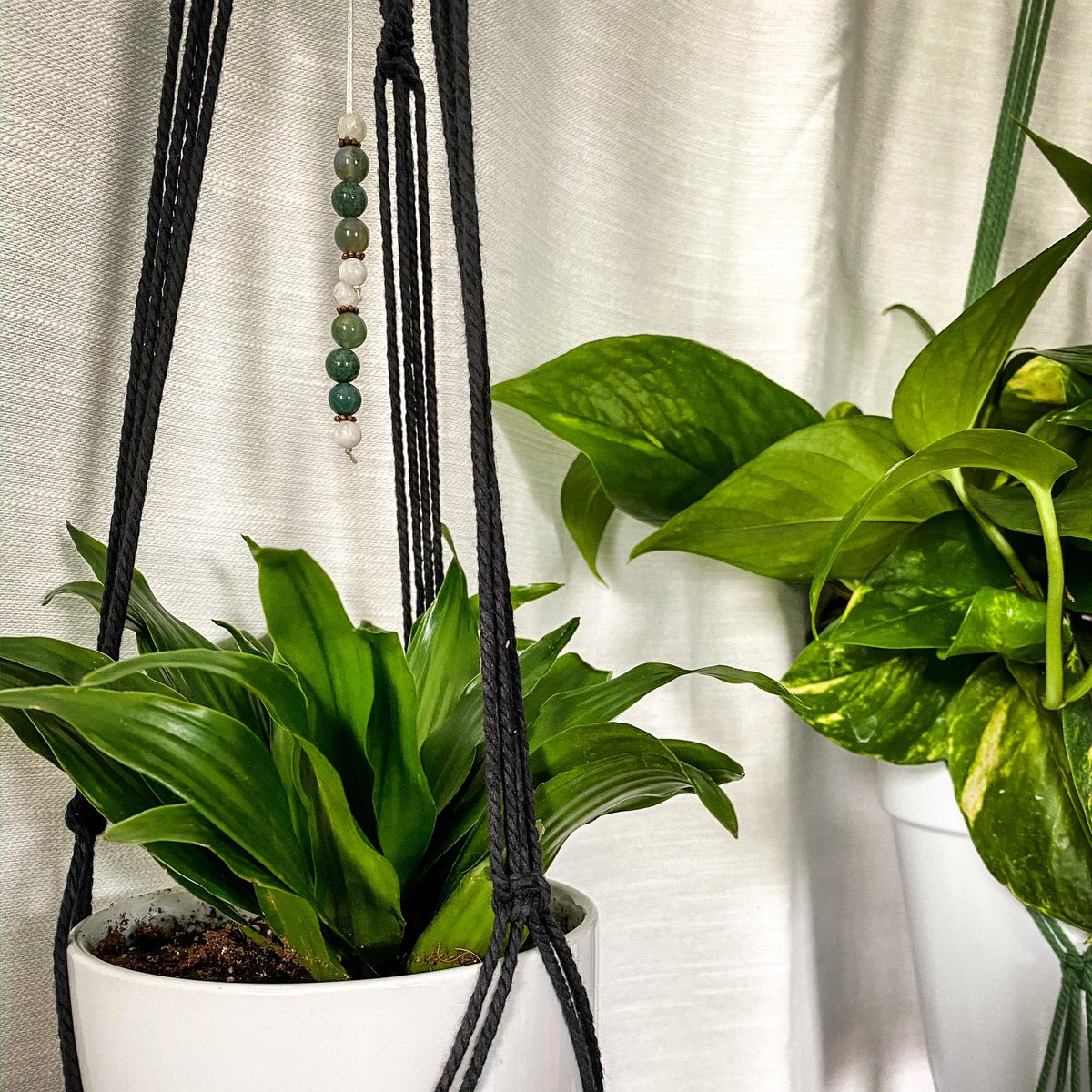 AlulaRai's tweet photo. To Shop: https://t.co/zF2V3S4HZ8 
#macrame #moonstone #clearquartz #quartz #mossagate #agate #onyx #blackonyx #planthanger #macrameplanthanger #plants #crystals #plantlove #macramecommunity #etsy #etsyshop #fiberart #fiberartist #eathday #420friendly https://t.co/KqzawEw5QY