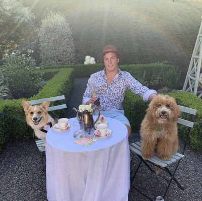Next up, we have my personal fave ray of sunshine, Tyson Barrie, who played for the Avs for most of his career but is now with the Toronto Maple Leafs. Here he is at the garden party he had for his last birthday. His doggo Ralph is the doodle on the right.