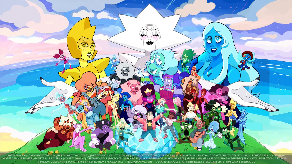 mrhaliboot's tweet photo. Our 40 artist collab recreation of the #StevenUniverseFuture titles! Thank you to the #crewniverse, @rebeccasugar and @cartoonnetwork for such an amazing show!✨

Please check out the work of all the amazing artists who contributed! https://t.co/61EtUqRvL1