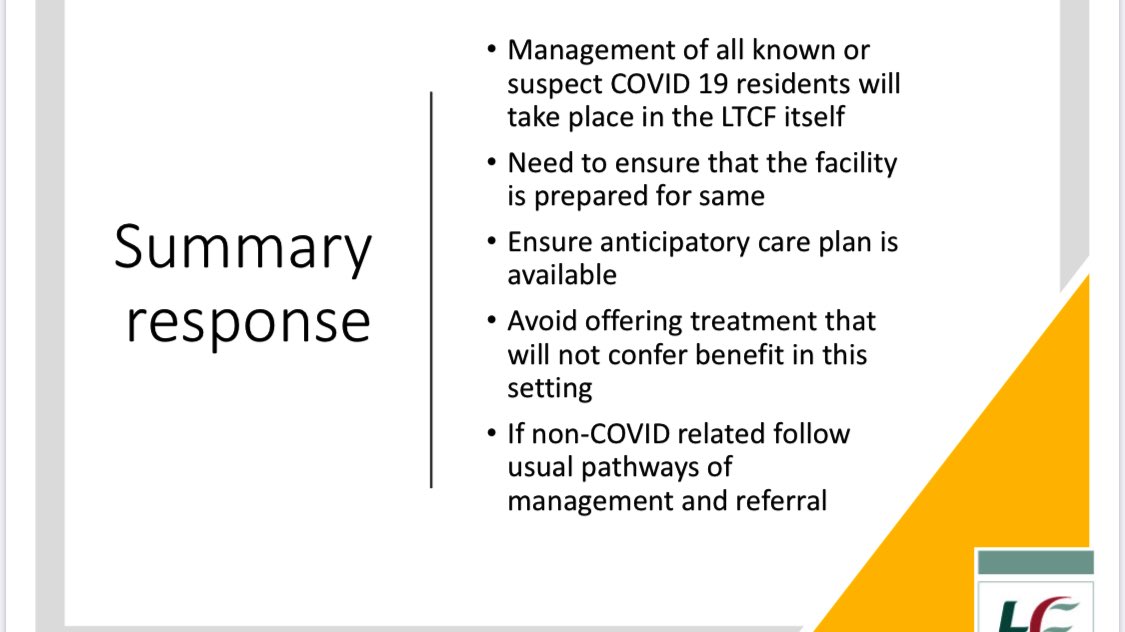 My moles inside the  @HSELive tell me this slide was sent to all nursing homes in Ireland in March and is why so few old people in nursing homes ever made it to a hospitalIT WAS POLICY