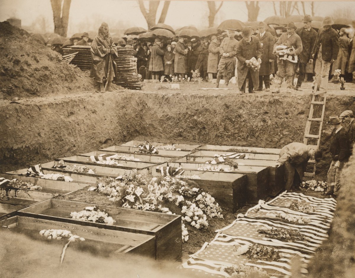 Burying the unidentified victims of the Eddystone Munitions disaster, April 13, 1918:  https://catalog.archives.gov/id/31478080 