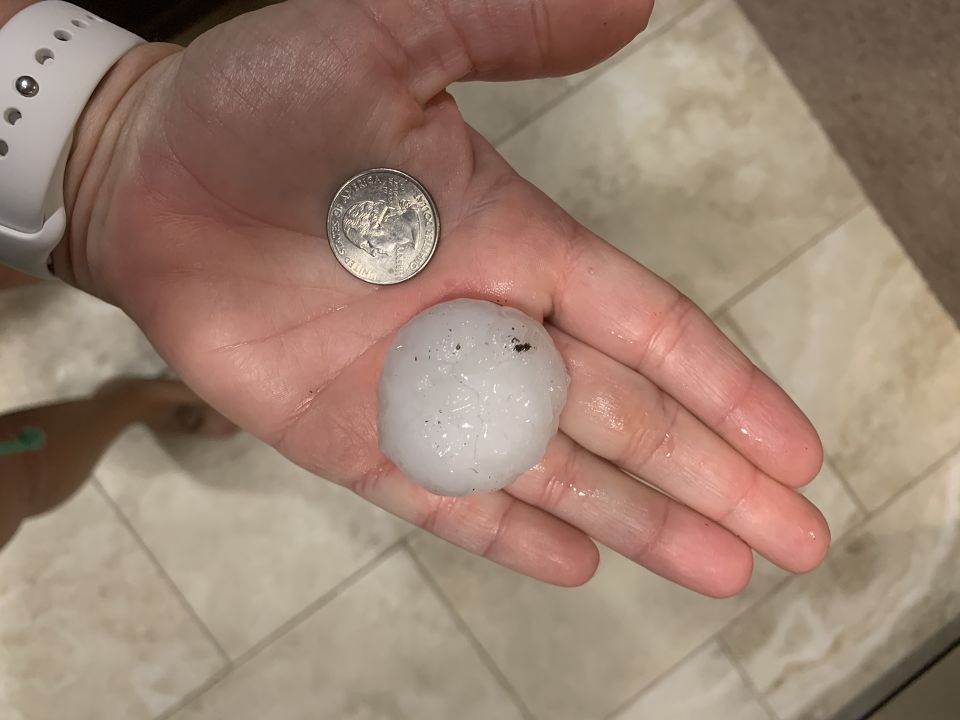 Lots of pictures of quarter to golf ball sized hail. Here's a few sent in  @1011_News.
