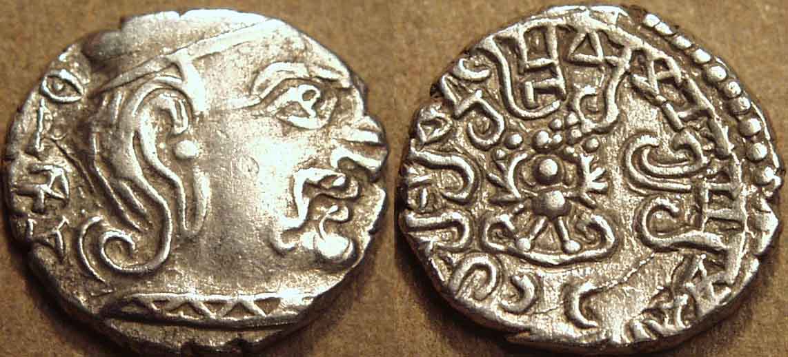 He also introduced silver coins in his reign.These coins were found in Gujarat & is testimony to the Gupta annexation of that areaThe coins are modelled after the Sakas rulers of this area, with kings face on obv and garuda symbol on reverse, with the legend 'Parambhagvatah'.