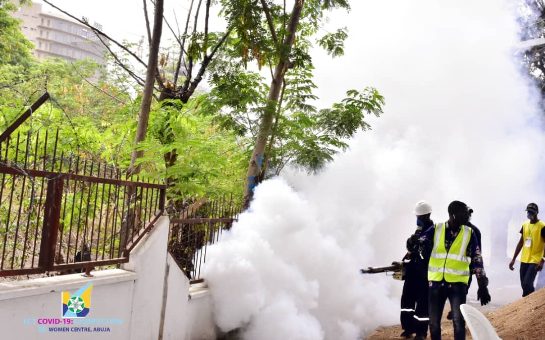 whitenigerian's tweet photo. @OfficialFCTA Minister of State @DrRamatuAliyu continued the supervision of the Fumigation going on around the FCT. #FCTIsWorking #FightingCovidTogetherFCT https://t.co/lTX8mTRa03
