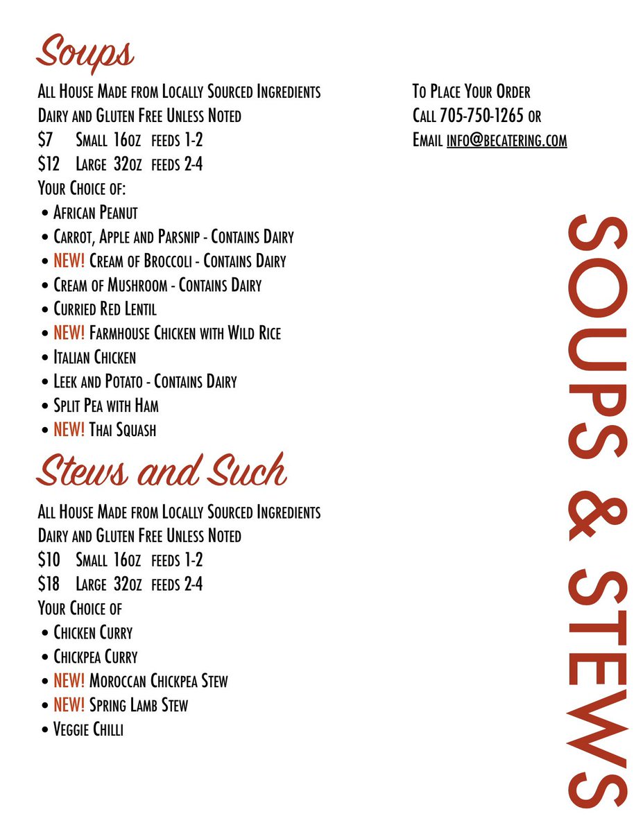 Here’s this weeks offerings #PTBO, thanks for all your support! Please email your orders to info@becatering.com. Pick-up or Delivery Friday, April 17th
#localfoodptbo