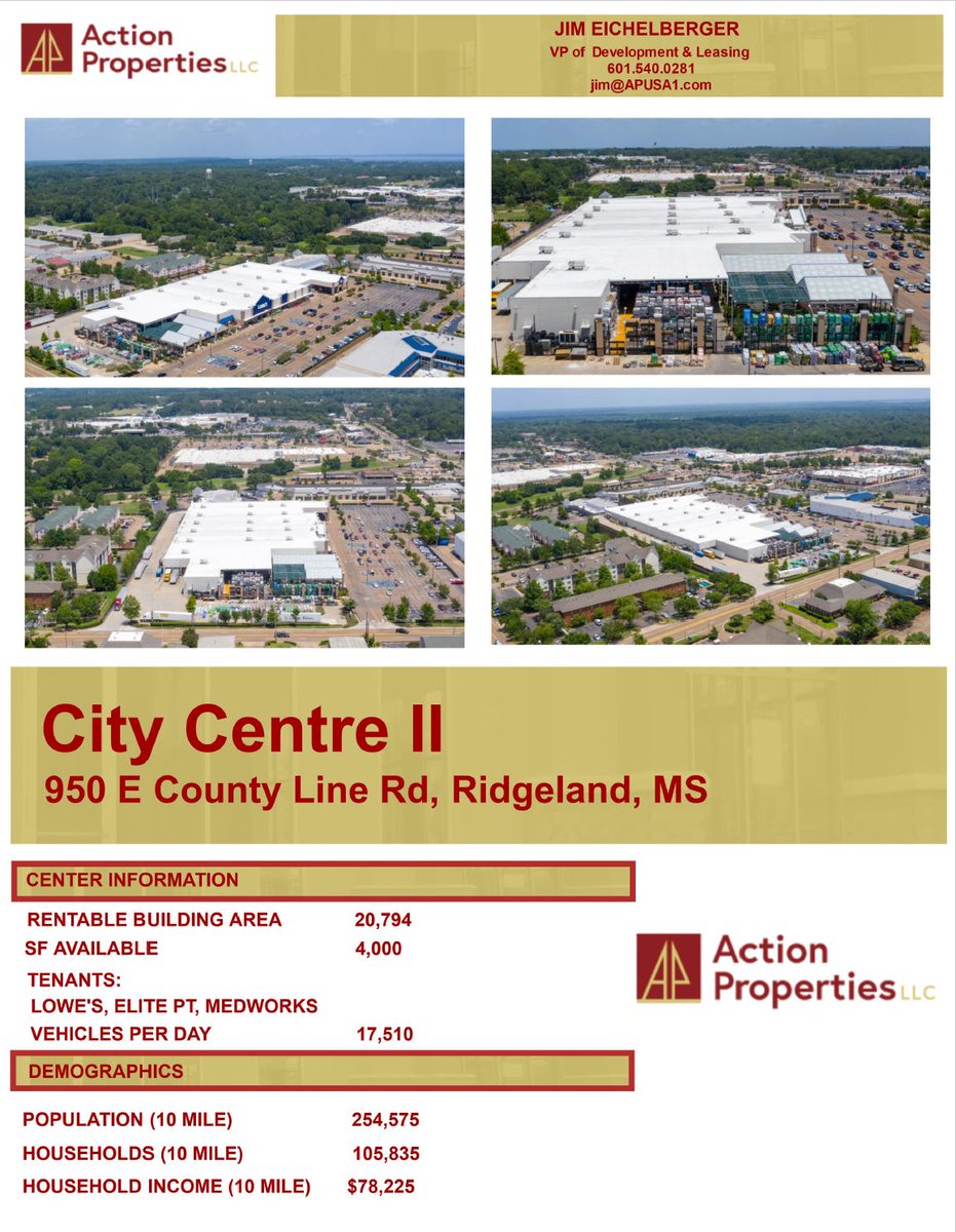 action_llc's tweet photo. It's your lucky day! We have 4,000 sf space available in Ridgeland, MS! Dynamic center in the heart of the retail corridor. https://t.co/1FNq7SE7Pr for more details #cre #RealEstate #ridgelandms #countylinerd https://t.co/pKX2CT7Av5