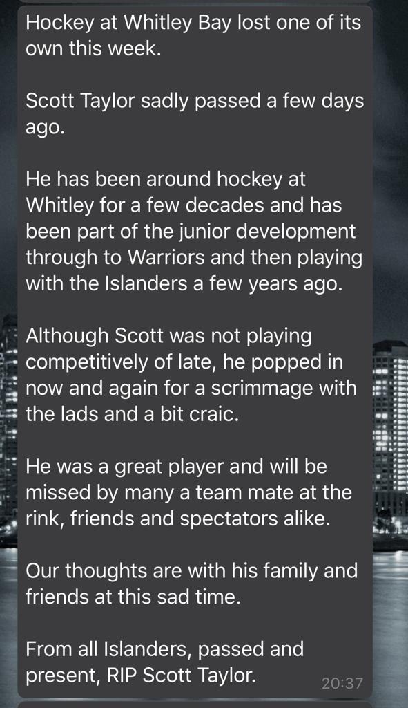 Rest in peace buddy. See you on the other side. #HockeyFamily