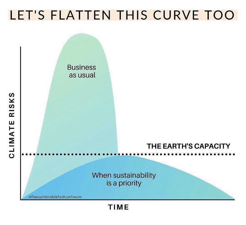 #FlattenTheCurve  Wie wir bei #Coronakrise alles daran setzen mussten die Kurve genügend abzuflachen, damit die Spitalkapazität nicht überlastet wird, müssen wir bei der #Klimakrise alles daran setzen um die Überlastung der Kapazität unserer Erde zu verhindern #ClimateActionNow