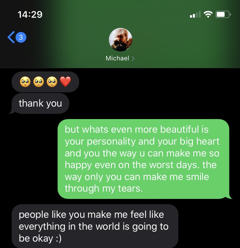 lvrofminemegs's tweet photo. im still shaking and i havent stopped fully crying yet. michael responded to me and i hope he realizes its people like HIM that make me feel like everything will be okay 🥺 https://t.co/7ZFzvkM5N8