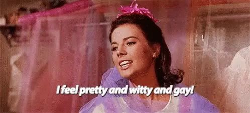 “Fuck outta here you dumb bitch. You know I'm pretty & I'm witty & I’m dumb rich”An interpolation of “I Feel Pretty” from West Side Story, but instead of feeling pretty, witty, and gay, she feels pretty, witty, & rich. Dumb rich, as opposed to her competition, who are just dumb
