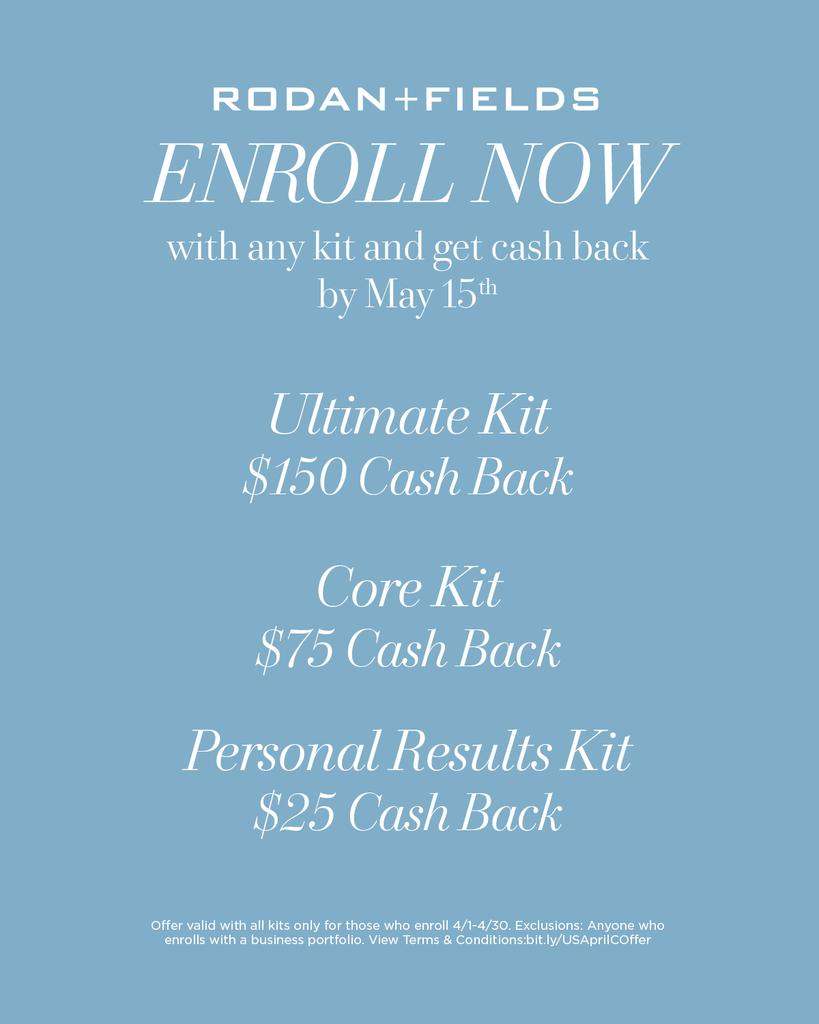 clearglowskin's tweet photo. Want 💰 cash back? Enroll now with any kit and get cash back! Available thru May 15th. For more details message me 📩 @clearglowskin
#RodanAndFields

https://t.co/Yzm8nJ3fyD https://t.co/qODkkMnkuF