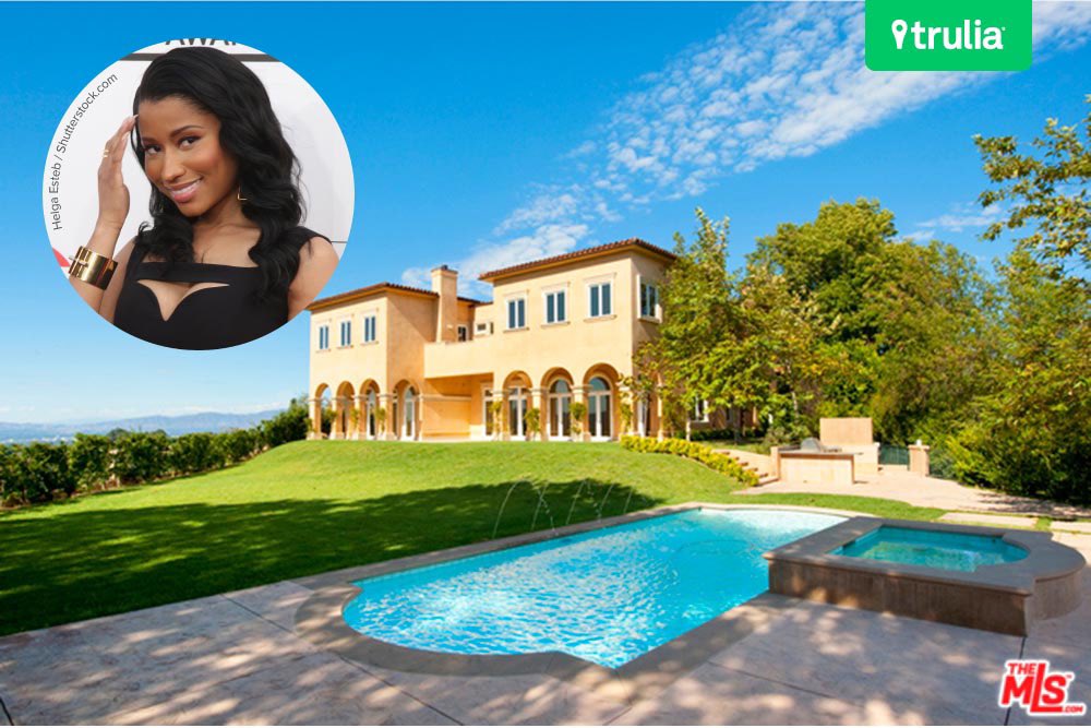 “Chillin' out in dem Beverly Hill pads”In April 2016, TMZ reported Nicki and boyfriend Meek Mill had moved into Beverly Hills, renting a huge property for $30,000/month. Nicki already had a condo in New York and a condo on Miami at this point.