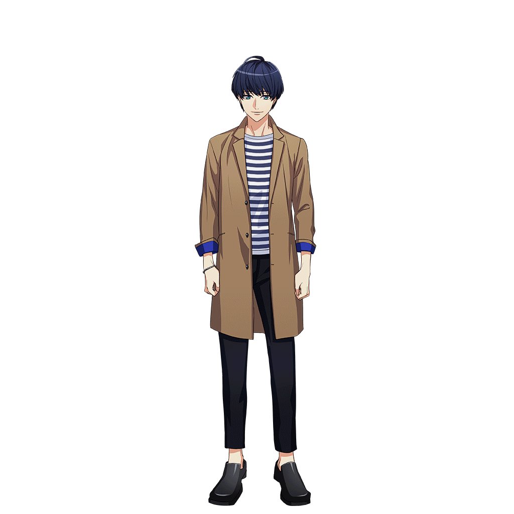 18. Tsumugi-Nice boyfriend fit-I don’t like horizontal stripes but imma overlook it-I like how the cuffs of his coat are blue