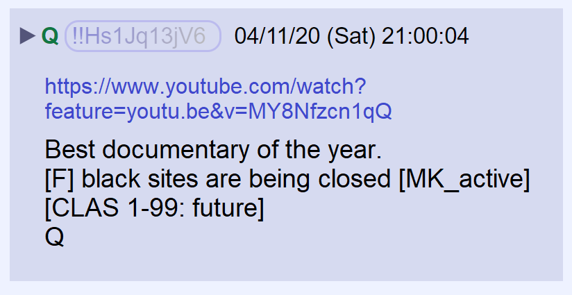 23) Q posted a link to a remarkable documentary that tells how a former Hollywood stunt man discovered the realities of hidden corruption.