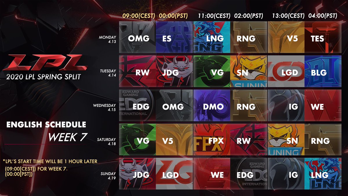 lplenglish's tweet photo. The final week of the #LPL regular split is here!
Catch us at the slightly later time of 09:00 CEST/00:00 PST to see all the action!
Twitch: https://t.co/DXGkdffdYQ
https://t.co/JoZeaaLLwZ https://t.co/KYclNQ71dh