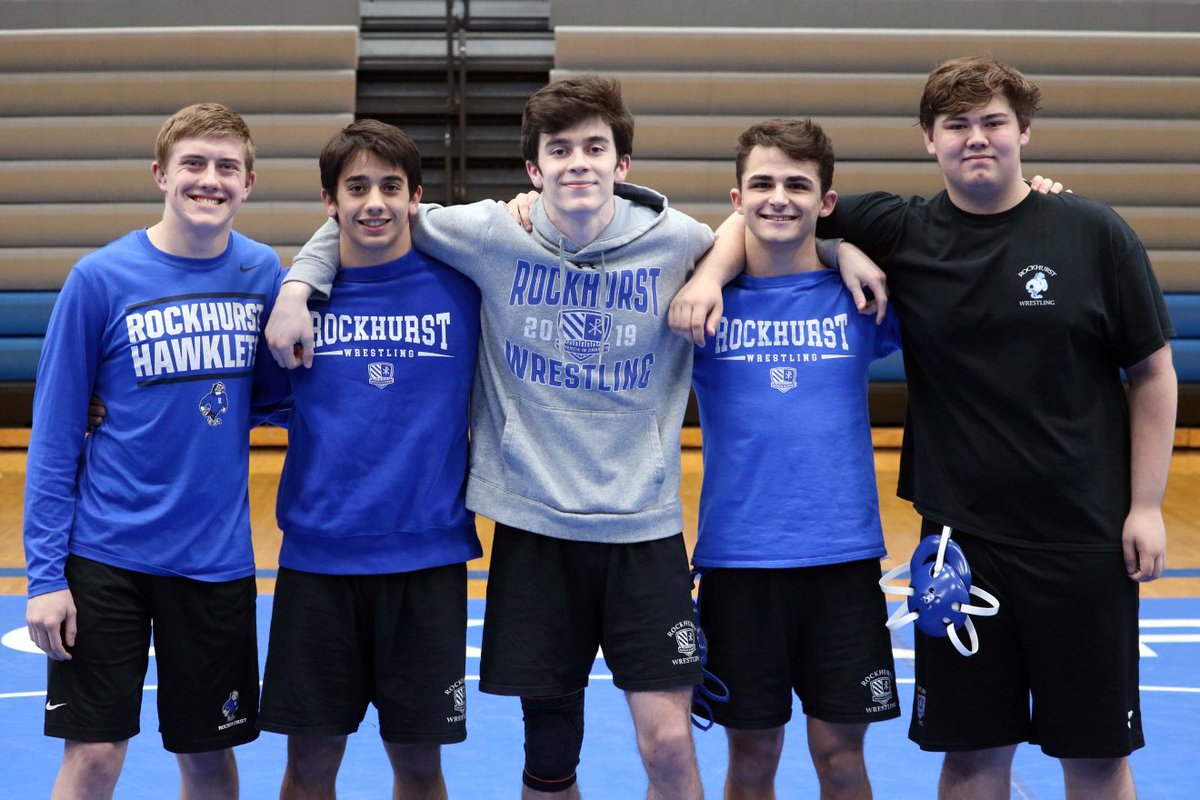 HawkletWrestle's tweet photo. Rockhurst wrestling was fortunate enough to have 5 dedicated senior wrestlers. We want to thank them for the work they put in to better our program. We’re excited for what the future has in store for these gentlemen. #RockON https://t.co/ow19uyIgap