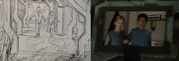 I'm going to do them chronologically, not by episode but by when those things happened in Clarke's life.Starting with the image of Clarke and Wells as children on the Ark (confirmed by Jason on Twitter). The closest thing in the show is the video of them Jaha watched in 1x12.