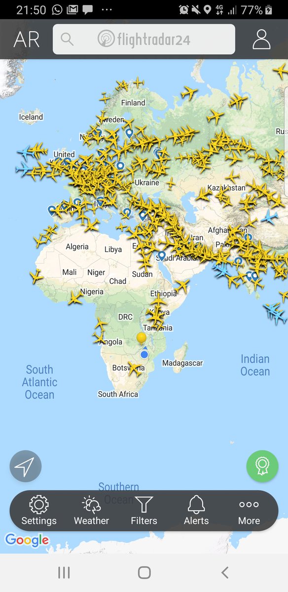 BrezhMalaba's tweet photo. Look at this crazy swarm of commercial flights into &amp; out of the US, Europe and Asia at this very moment. But there are barely a dozen airborne planes in Africa right now. Is air travel not risky, in view of Covid-19, or is someone selling us a dummy? https://t.co/xwvKnGFXvd
