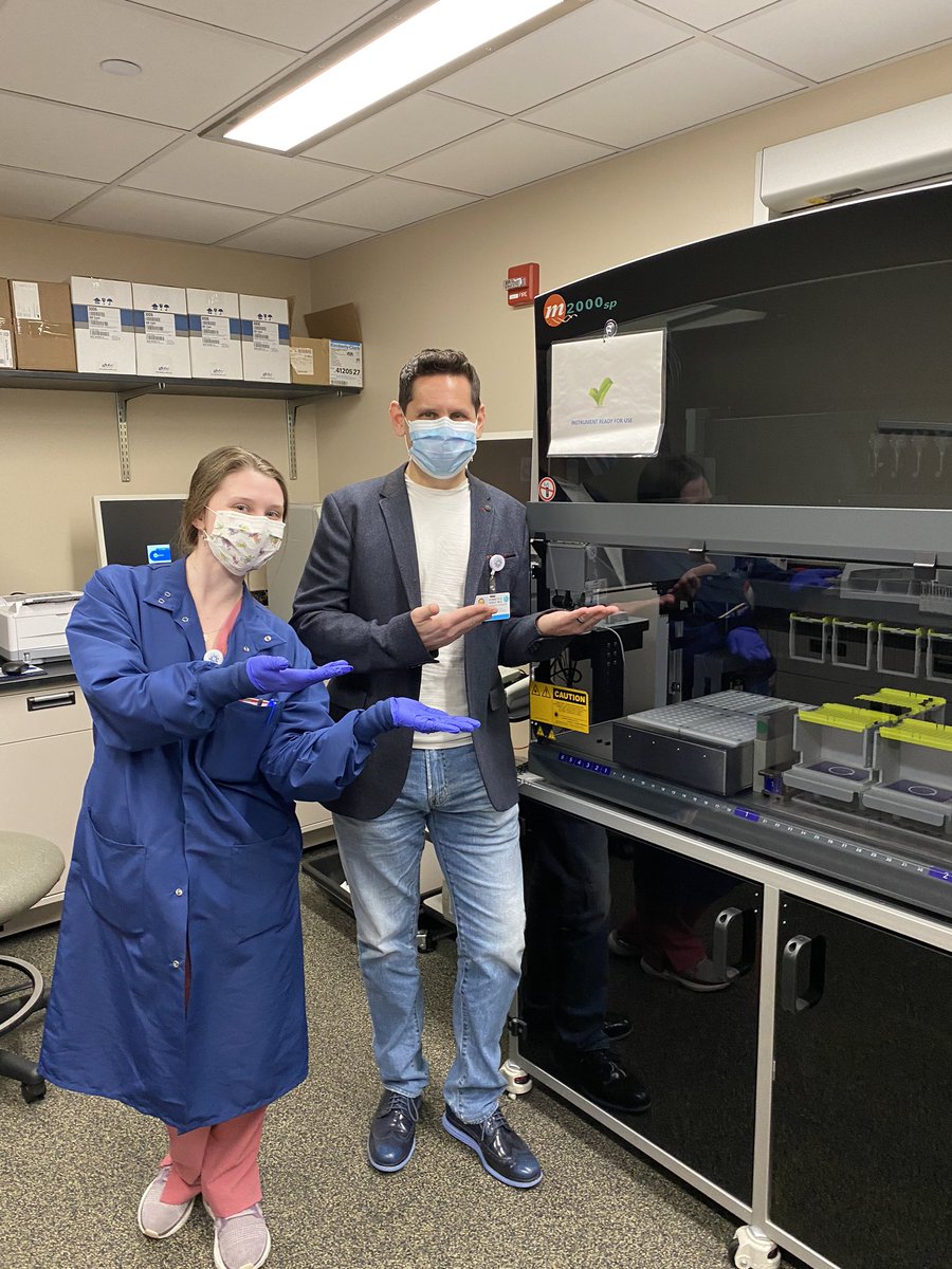 KennethSableMD's tweet photo. I toured the laboratory @JSUMCNJ this morning, where Shannon showed us all of the amazing work they are doing. We can now test a few hundred samples a day directly onsite between the Abbott m2000, Abbott ID NOW, and Cepheid machines! #progress #hope #jsumc https://t.co/cHinSFSlkd