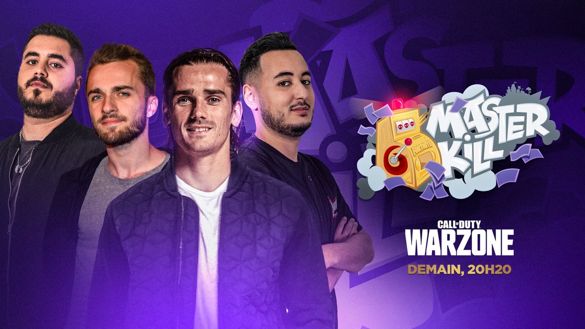 Rendez-vous demain soir ! Pour un #MasterKill sur Warzone HISTORIQUE ! En compagnie de <a href="/Gotaga/">M8 Gotaga</a> , <a href="/AntoGriezmann/">Antoine Griezmann</a> , <a href="/xSqueeZie/">M8 Squeezie</a> et <a href="/Doigby/">Doigby</a> ! 😈

➡️ gotaga.tv I twitch.tv/gotaga