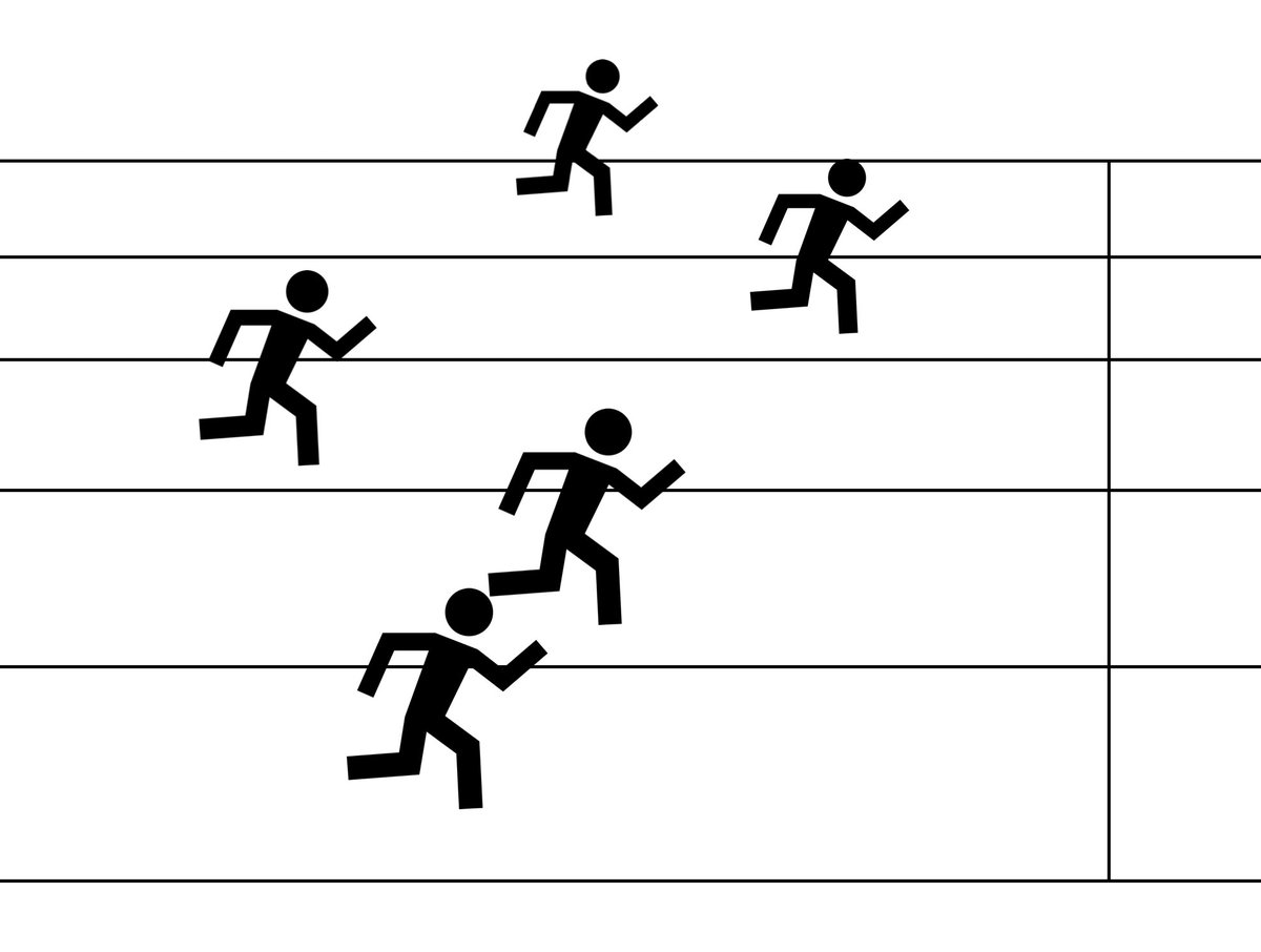 Now we do something different. We send in a 180˚ pulse. This is the same thing as thinking of all the sprinters flipping direction and now running back toward the starting line. (19/n)