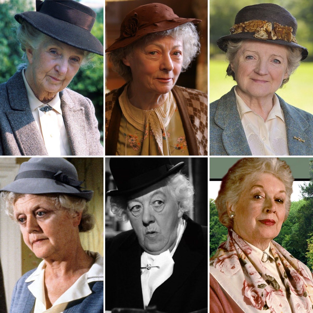 Happy Easter,  @agathachristie fans.Today it’s time to pick your favourite Miss Marple. Just one! Who will it be?Left to right we have: Hickson, McEwan, McKenzie, Lansbury, Rutherford, Whitfield. #ChooseYourMarple
