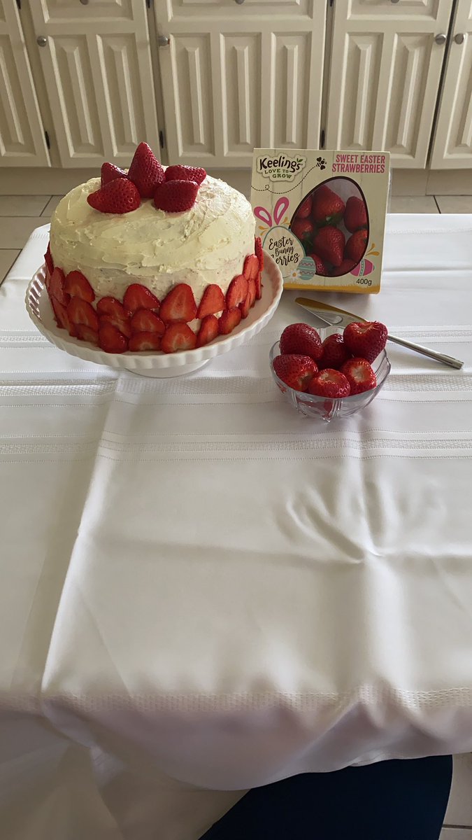 JosLawton's tweet photo. Thanks for a great competition @keelingsfruits. Happy Easter and best of luck to all the fantastic bakers out there! White chocolate cake with delicious Keelings strawberries for my aunt’s birthday #BerryBestBaker #Keelings #nofilter https://t.co/0pnWrrsxUC