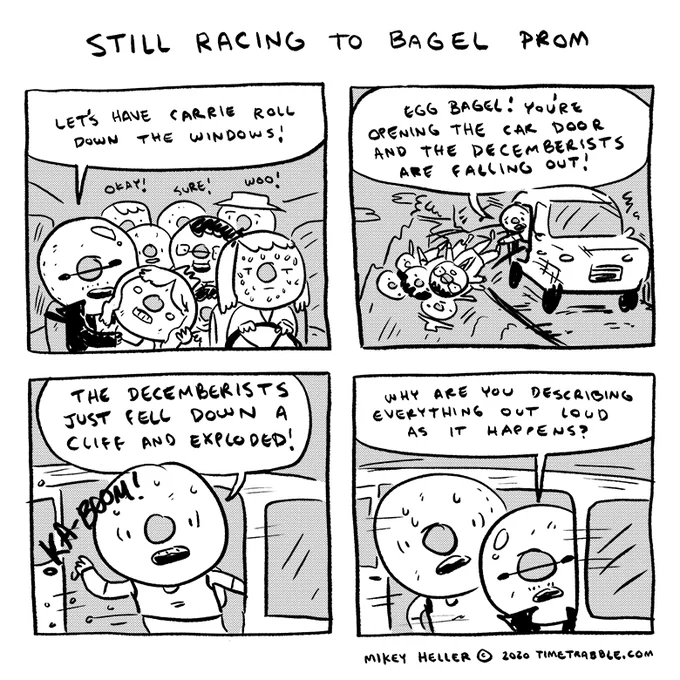 i drew a comic about still racing to Bagel Prom 