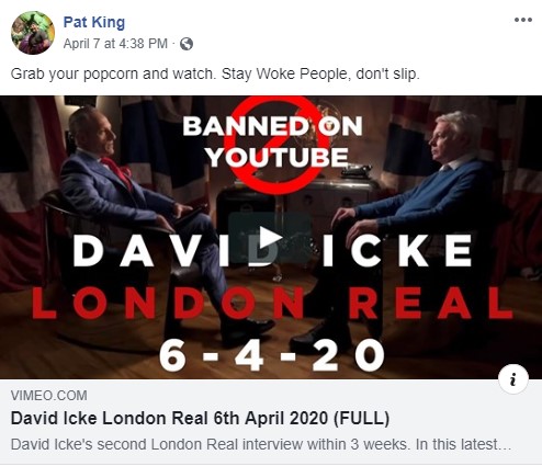 9/ And they're promoting David "Everyone I Don't Like is a Reptilian" Icke and his theory that 5G is causing the virus. Icke encouraged arson of UK 5G towers in his interview. #COVID19 LINK:  https://bit.ly/2V2RPqr 