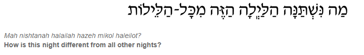 The Ma Nishtana of the Passover seder starts with a sort of preface question asking -- what makes the Passover ritual different?This is the question that sets the four questions apart as a holy ritual.