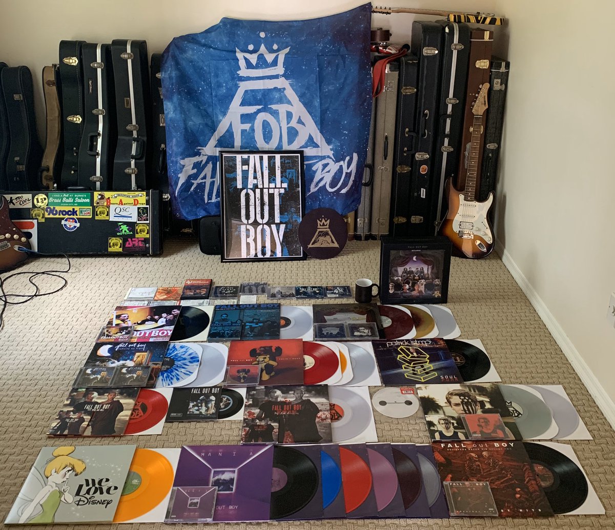 Thread: My Fall Out Boy Collection!1. The Whole Thing: Everything in 1 picture (plus Eddie’s guitars)2. All the Vinyl3. All the CDs4. All the tickets