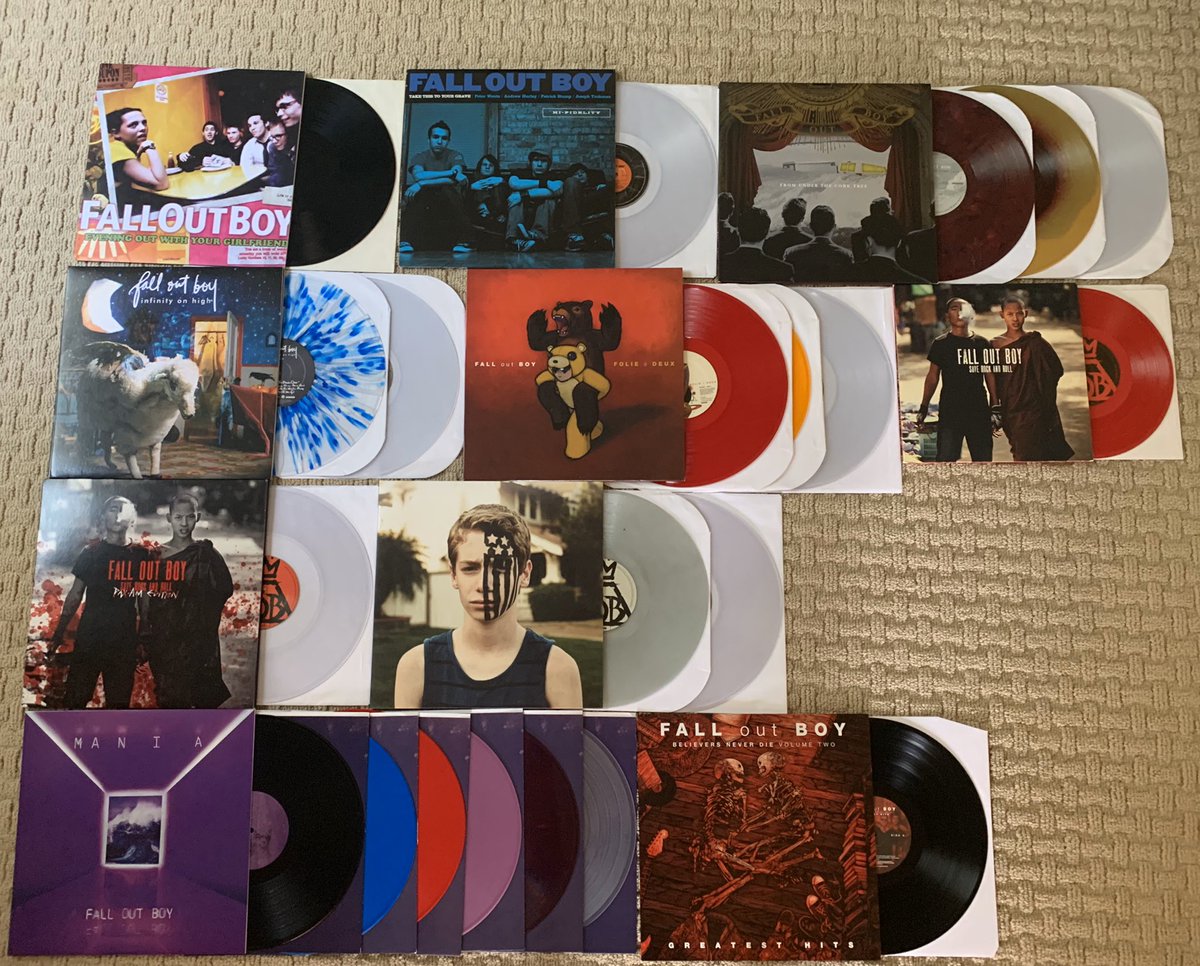 Vinyl!1. All the Fall Out Boy albums I have on vinyl2. Albums + 7”s3. All the vinyl (plus Patrick and a Comp)4. Vinyl with CDs