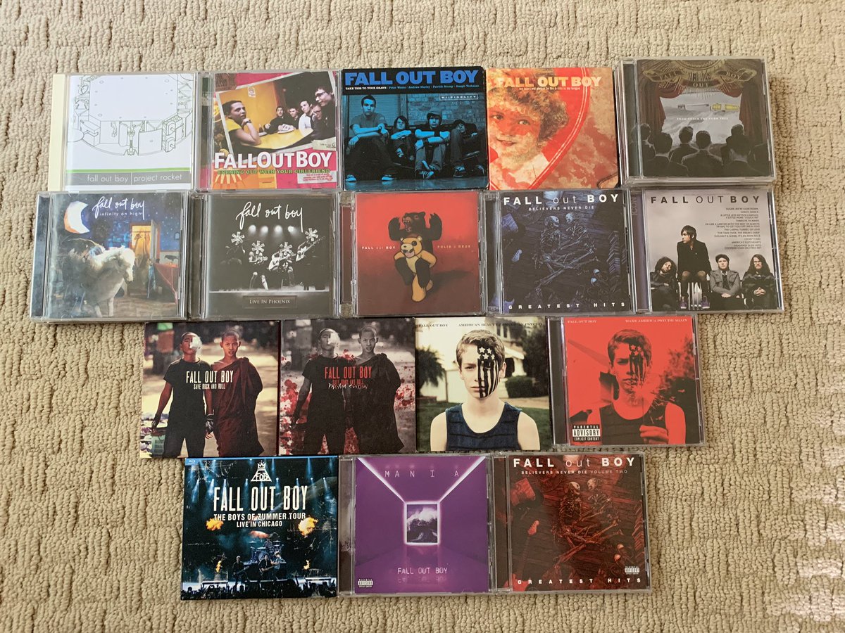 CDs!1. All Fall Out Boy CDs2. Project Rocket Split EP (Misprint)3. My Heart Will Always Be the B-Sude to My Tongue (CD/DVD)4. One Tree Hill Vol. 2 (feat. I’ve Got a Dark Alley...)