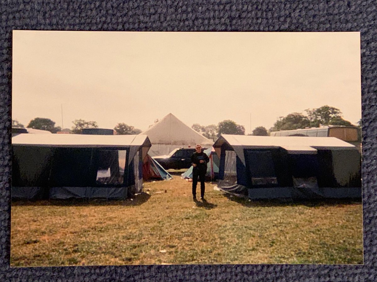 We couldn’t find any accommodation nearby so our tour manager went out and bought tents and sleeping bags. We arrived the days before our show and spent two nights camping backstage. I still have my sleeping bag. This is Nick’s brother standing guard …#timstwitterlisteningparty https://t.co/kLramMjiNF
