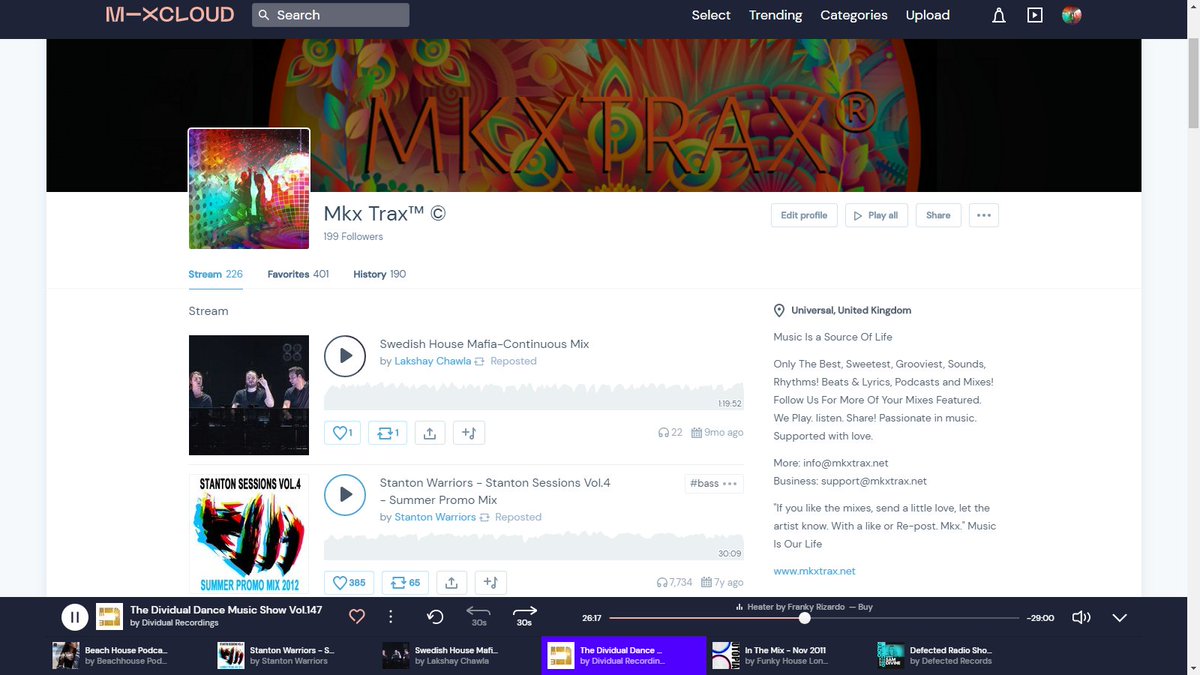 MkxTrax's tweet image. MixCloud New make Over Is Sweet Thanks @mixcloud 
Line-up 
@DividualR 
#FunkyHouseLondon
@StantonWarriors 
@beachhousemix 
@samdivine 
@DefectedRecords 
#DefectedRadio