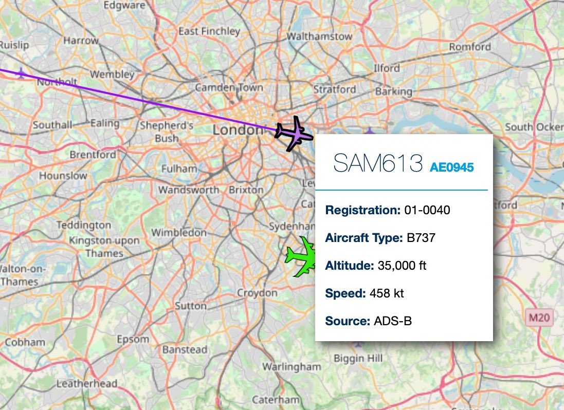 _77Brigade's tweet image. SAM613 - USAF Special Air Mission #PiAware #SkyAware